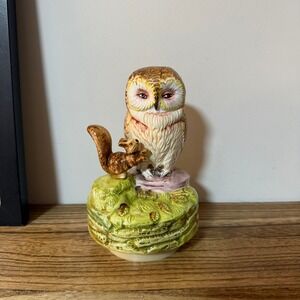 Vintage 1977 Beatrix Potter Old Mr. Brown + Squirrel Music Box